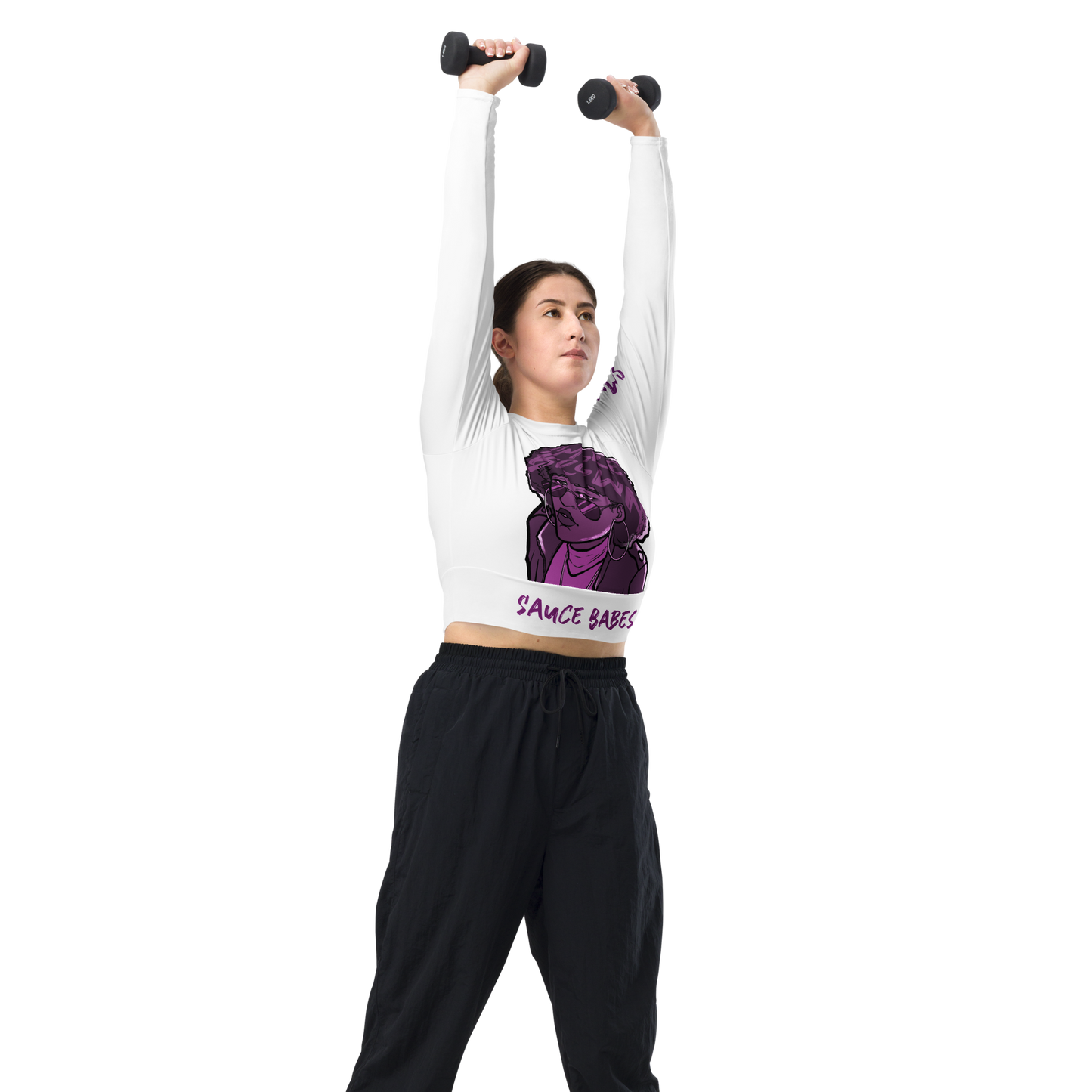 Smokey Brown long-sleeve crop top